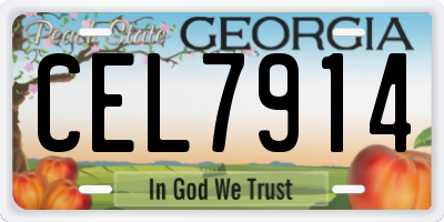 GA license plate CEL7914