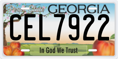 GA license plate CEL7922
