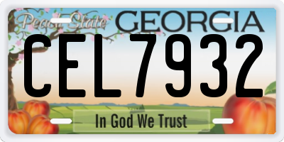 GA license plate CEL7932