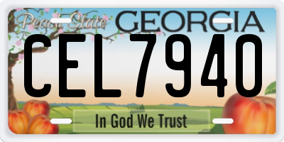 GA license plate CEL7940