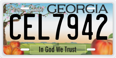GA license plate CEL7942