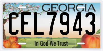GA license plate CEL7943