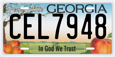 GA license plate CEL7948