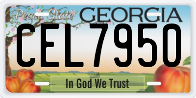 GA license plate CEL7950