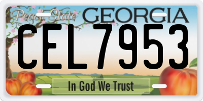 GA license plate CEL7953