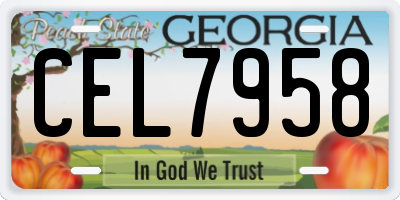 GA license plate CEL7958