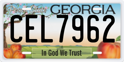 GA license plate CEL7962