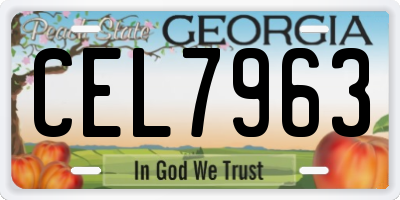 GA license plate CEL7963