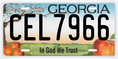 GA license plate CEL7966