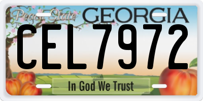 GA license plate CEL7972