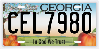 GA license plate CEL7980