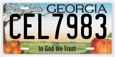 GA license plate CEL7983
