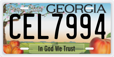 GA license plate CEL7994