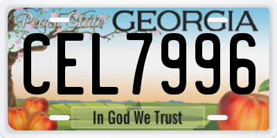 GA license plate CEL7996