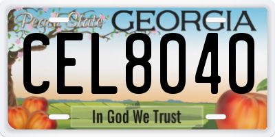 GA license plate CEL8040