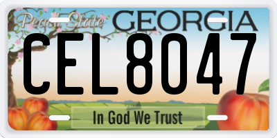 GA license plate CEL8047