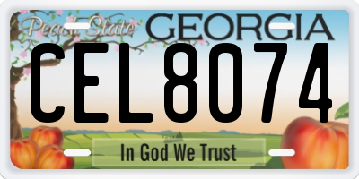 GA license plate CEL8074
