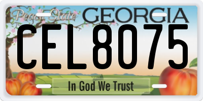 GA license plate CEL8075