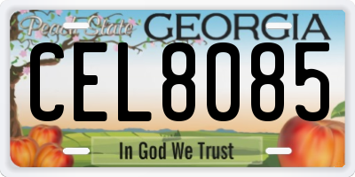 GA license plate CEL8085