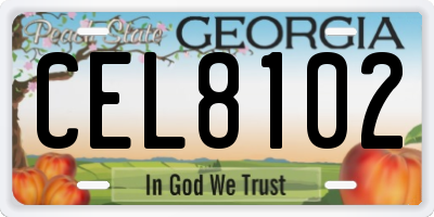 GA license plate CEL8102