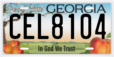GA license plate CEL8104