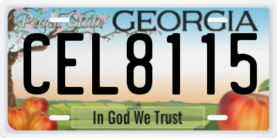 GA license plate CEL8115