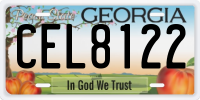 GA license plate CEL8122