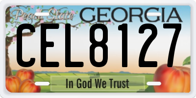 GA license plate CEL8127