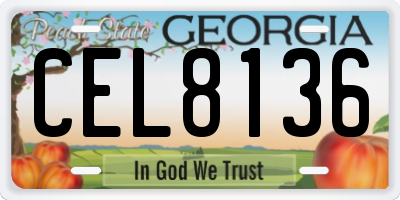 GA license plate CEL8136