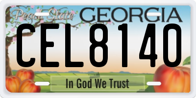 GA license plate CEL8140