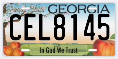 GA license plate CEL8145