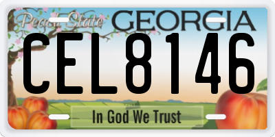 GA license plate CEL8146