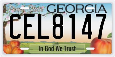 GA license plate CEL8147