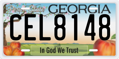 GA license plate CEL8148