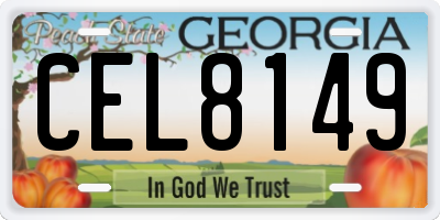 GA license plate CEL8149