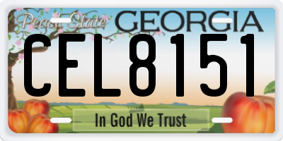 GA license plate CEL8151