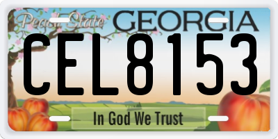 GA license plate CEL8153