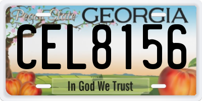 GA license plate CEL8156