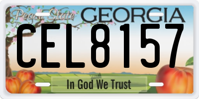 GA license plate CEL8157