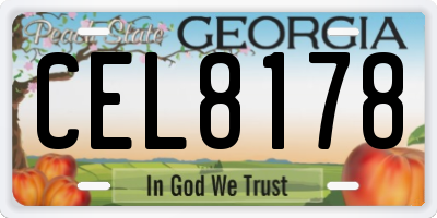 GA license plate CEL8178