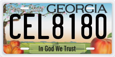 GA license plate CEL8180