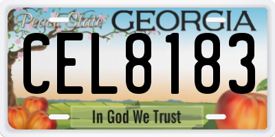 GA license plate CEL8183
