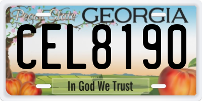 GA license plate CEL8190