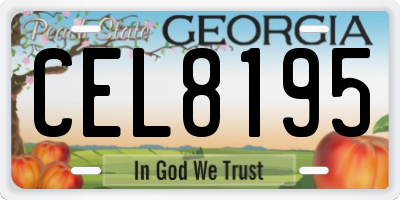 GA license plate CEL8195