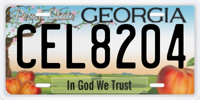 GA license plate CEL8204