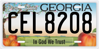 GA license plate CEL8208