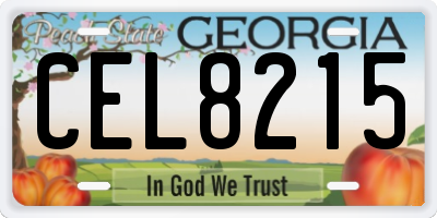 GA license plate CEL8215