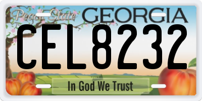 GA license plate CEL8232
