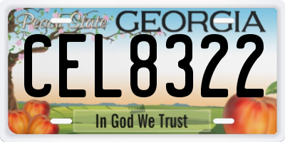GA license plate CEL8322
