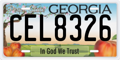 GA license plate CEL8326